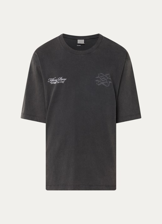 Filling Pieces T-shirt met logo- en backprint - voorkant antraciet