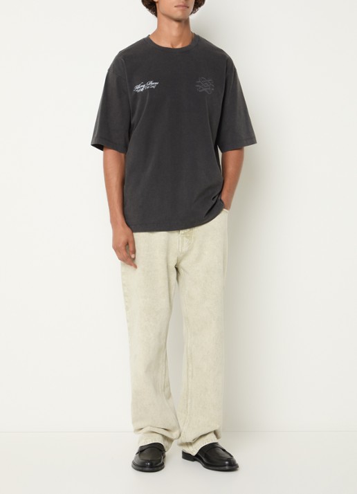 Filling Pieces T-shirt met logo- en backprint - voorkant 2 antraciet