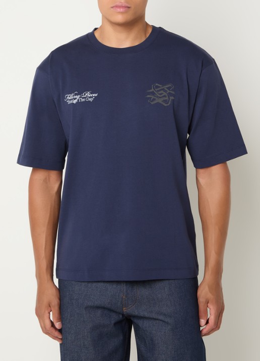Filling Pieces T-shirt met logo- en backprint - achterkant 2 donkerblauw