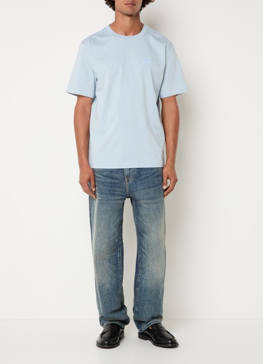 Filling Pieces T-shirt met logoborduring - voorkant 2 lichtblauw