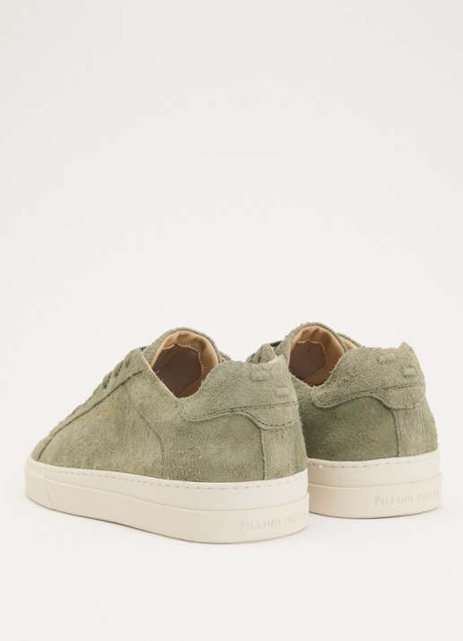 Filling Pieces Tiebreak Fuzz sneaker van  suède met structuur - achterkant 4 lichtgroen