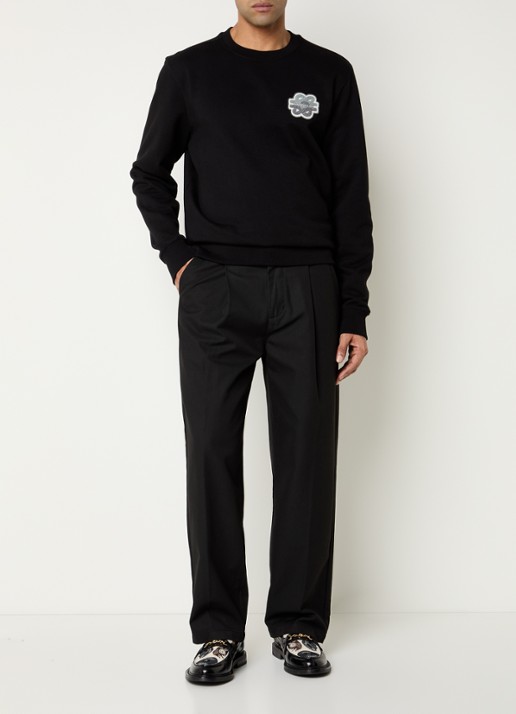 Filling Pieces Tonal sweater met logoborduring - voorkant 2 zwart