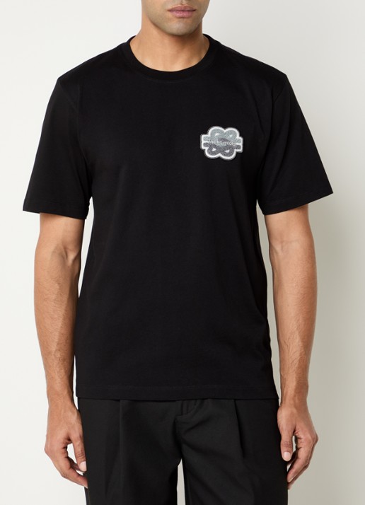 Filling Pieces Tonal T-shirt met logoborduring - detail 4 zwart