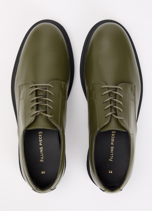 Filling Pieces Veterschoen van leer - detail 4 olijfgroen