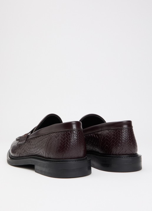 Filling Pieces Woven Twist loafer van leer met gevlochten detail - achterkant 4 chocoladebruin
