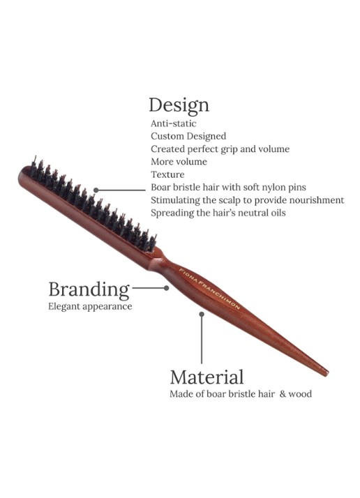 Fiona Franchimon Back Comb Brush - toupeerborstel - voorkant 2 bruin