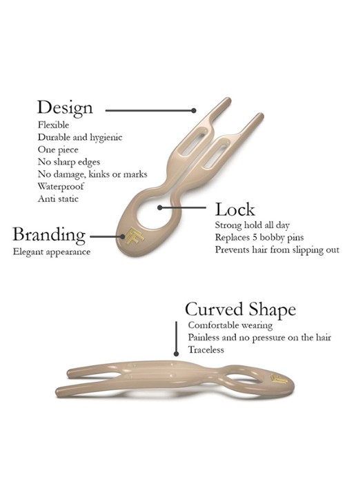 Fiona Franchimon Nº 1 Hairpin - haarpin set van 3  - detail 6 soft beige