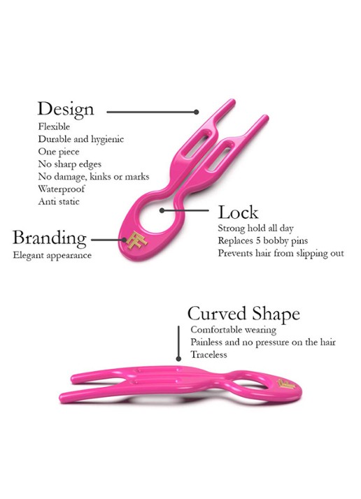Fiona Franchimon Nº 1 Hairpin - haarpin set van 3  - detail 4 stawberry pink