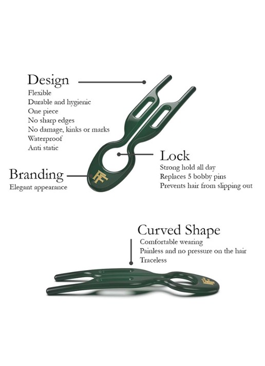 Fiona Franchimon Nº 1 Hairpin - haarpin set van 3  - detail 4 emerald green