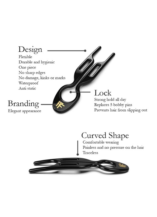 Fiona Franchimon Nº 1 Hairpin - haarpin set van 5 - detail 4 black