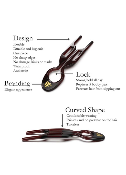 Fiona Franchimon Nº 1 Hairpin - haarpin set van 5 - detail 6 brown