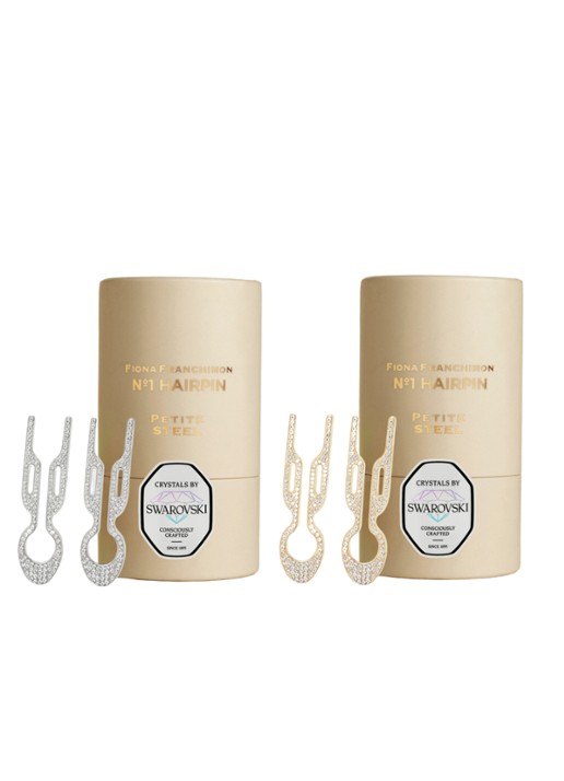 Fiona Franchimon Nº 1 Hairpin Petite Steel met Swarovski® Crystals - haarpin set van 2 - detail 4 goud