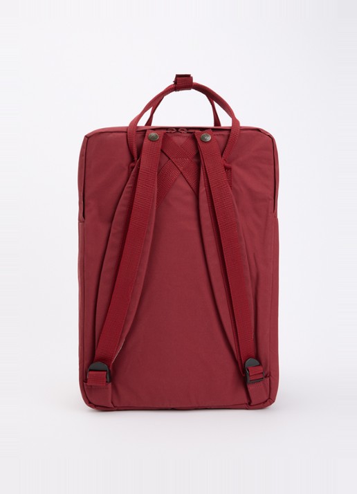 Fjällräven Kånken rugzak met 17 inch laptopvak  - achterkant donkerrood