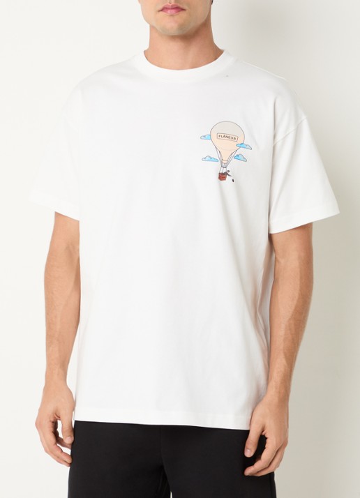FLÂNEUR Aeronautique T-shirt met logo- en backprint - achterkant 3 wit