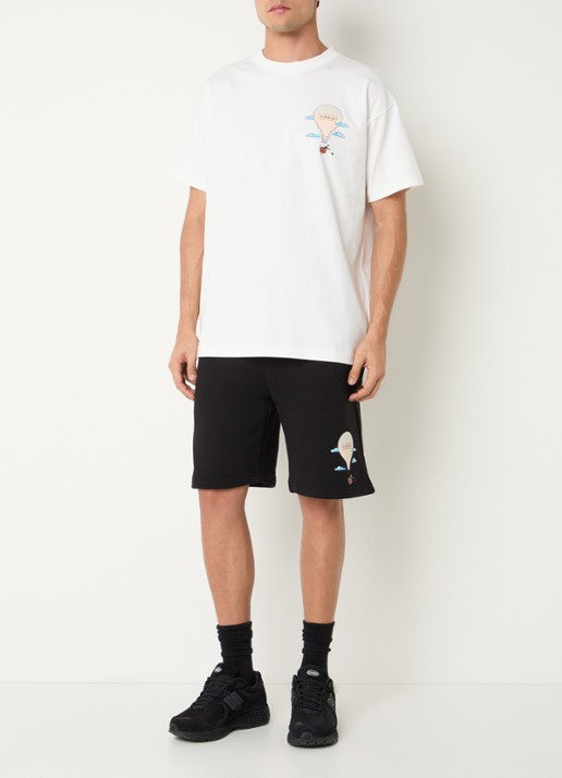 FLÂNEUR Aeronautique T-shirt met logo- en backprint - voorkant 2 wit