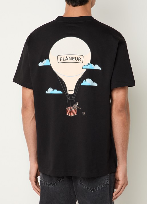 FLÂNEUR Aeronautique T-shirt met logo- en backprint
