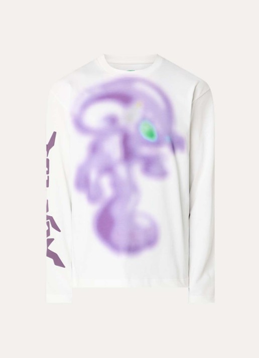 FLÂNEUR Alien longsleeve met print - voorkant 3 wit