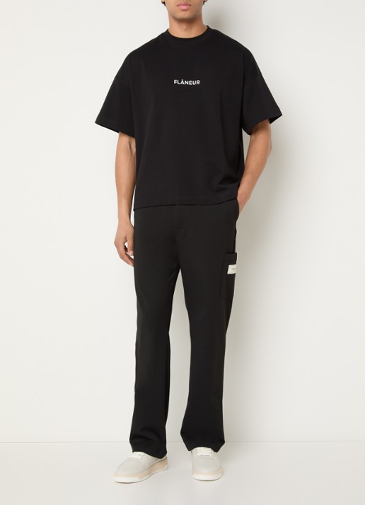 FLÂNEUR Atelier loose fit joggingbroek met logo en steekzakken - voorkant 2 zwart