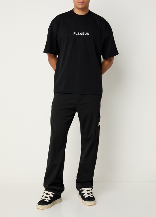 FLÂNEUR Atelier loose fit pantalon met opgestikte zak - voorkant 3 zwart