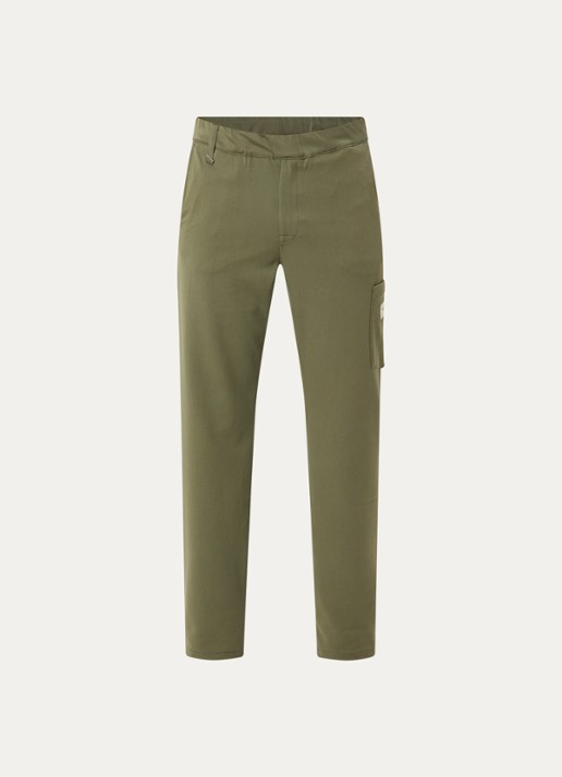 FLÂNEUR Atelier loose fit pantalon met opgestikte zak - voorkant 3 legergroen