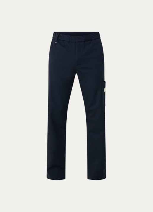 FLÂNEUR Atelier loose fit pantalon met opgestikte zak - voorkant donkerblauw