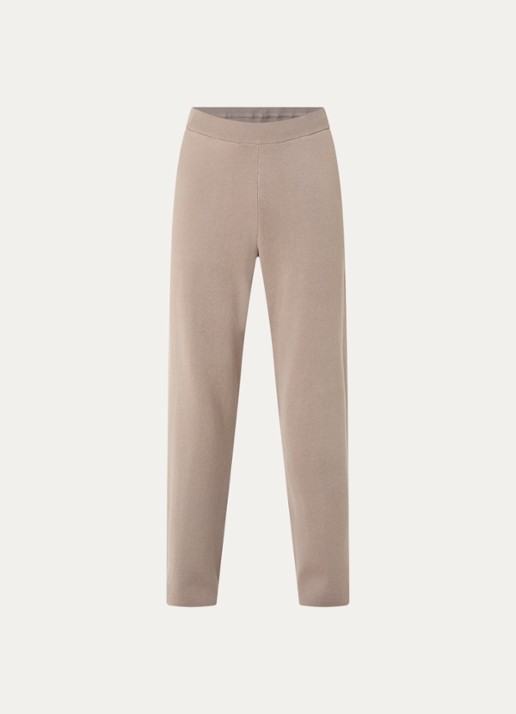 FLÂNEUR Atelier straight fit broek met logo en steekzakken - voorkant 2 taupe