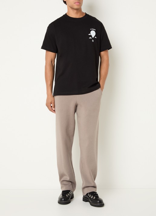 FLÂNEUR Atelier straight fit broek met logo en steekzakken - voorkant 3 taupe