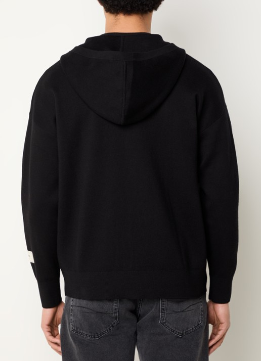 FLÂNEUR Atelier sweatvest van katoen met capcuchon - achterkant 3 zwart