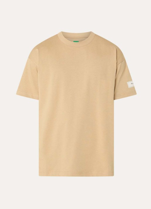 FLÂNEUR Atelier T-shirt met logo - voorkant 3 camel