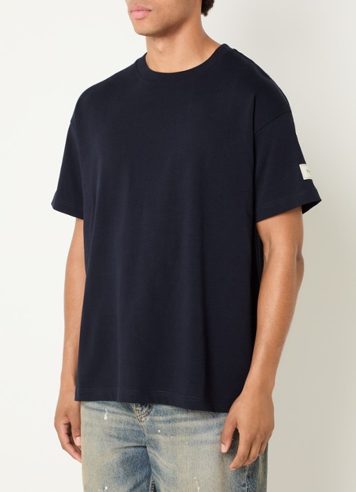 FLÂNEUR Atelier T-shirt met logo - detail donkerblauw