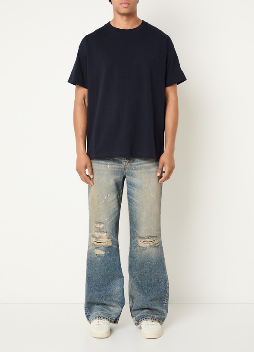 FLÂNEUR Atelier T-shirt met logo - voorkant 4 donkerblauw
