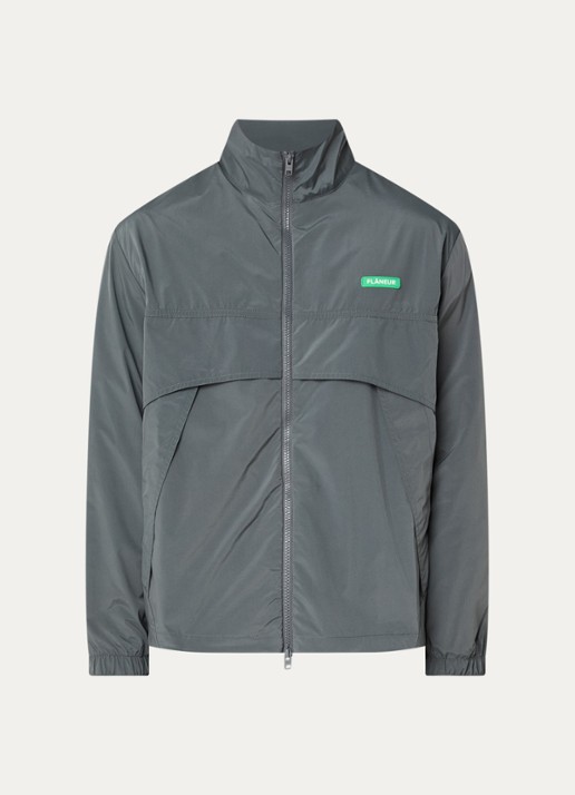 FLÂNEUR Badge jack met logo en steekzakken - voorkant 3 olijfgroen