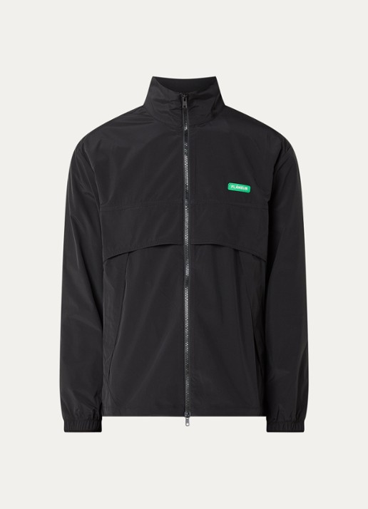 FLÂNEUR Badge jack met steekzakken en logo - voorkant zwart