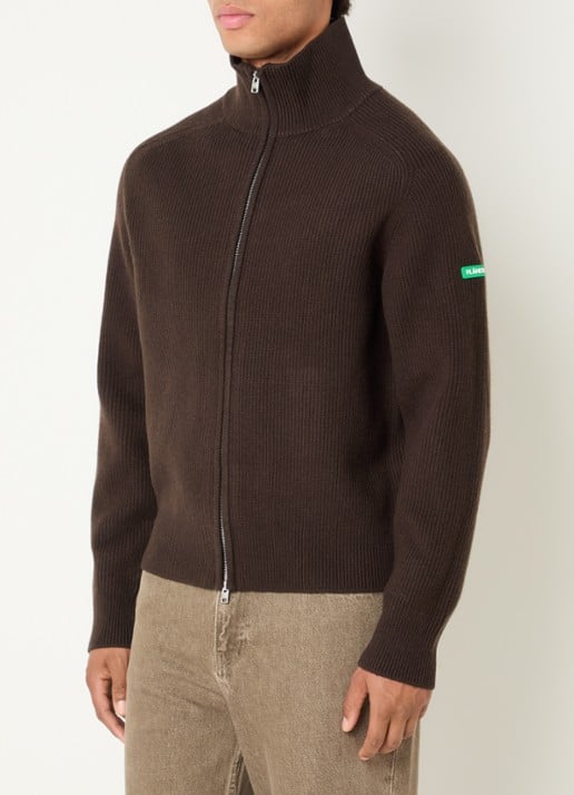 FLÂNEUR Badge ribgebreid vest van wol met logo