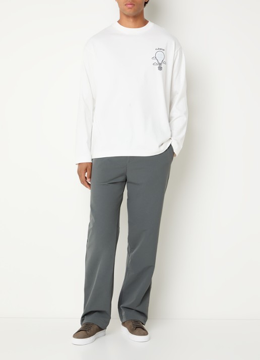 FLÂNEUR Balloon longsleeve met logo- en backprint - voorkant 3 wit