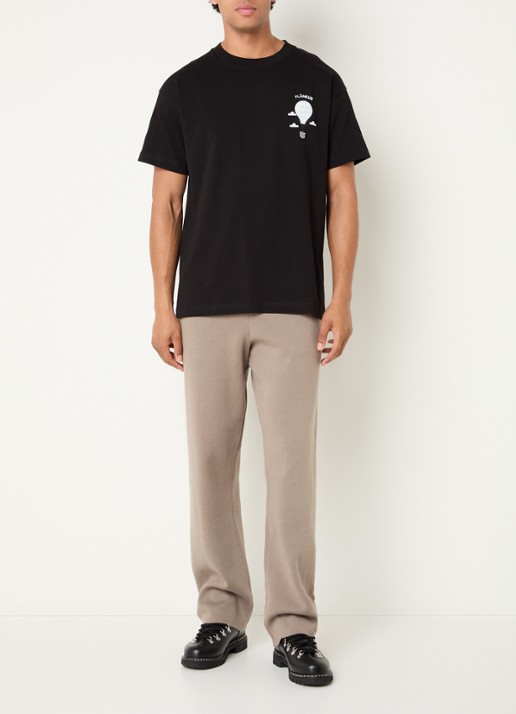 FLÂNEUR Balloon T-shirt met logo- en backprint - voorkant 3 zwart