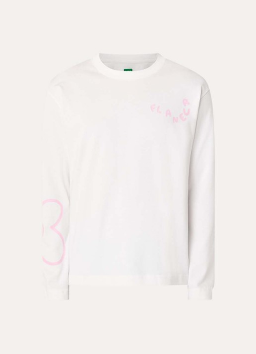 FLÂNEUR Blossom longsleeve met logo - voorkant 3 wit