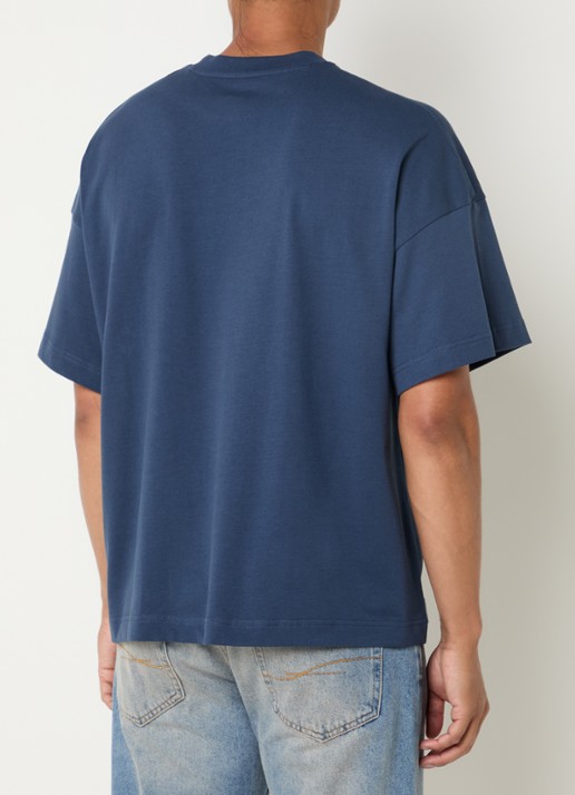 FLÂNEUR Box T-shirt met logoprint - achterkant blauw