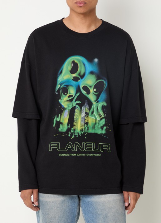 FLÂNEUR City Aliens longsleeve met print