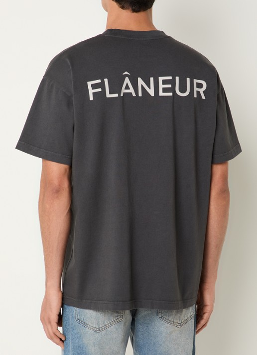 FLÂNEUR Double T-shirt met logo- en backprint