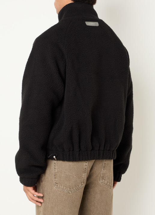 FLÂNEUR Frosted Badge jack van fleece met logo - achterkant 2 zwart