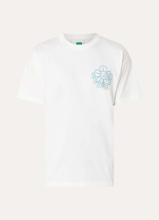 FLÂNEUR Happy Flower T-shirt met logo- en backprint