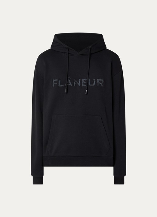 FLÂNEUR Hoodie met logoprint - voorkant 4 zwart