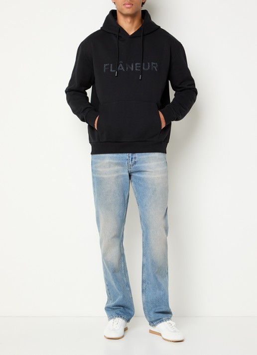 FLÂNEUR Hoodie met logoprint - voorkant 5 zwart