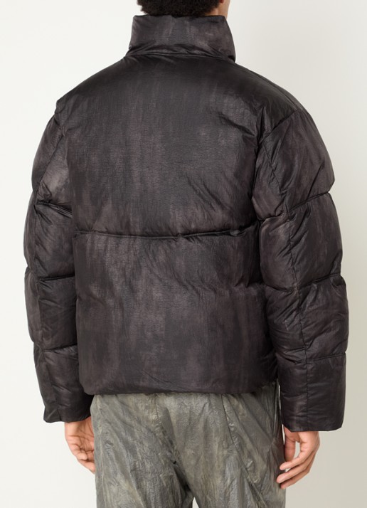 FLÂNEUR Logo puffer jack met opstaande kraag en steekzakken - achterkant 3 zwart