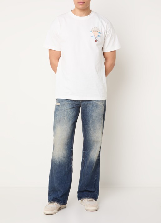 FLÂNEUR Loose fit jeans met donkere wassing - voorkant 5 beige