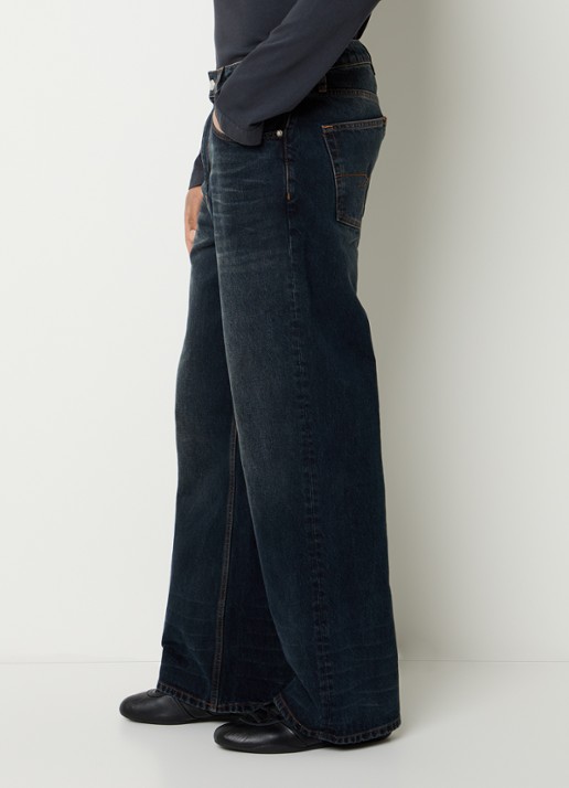FLÂNEUR Loose fit jeans met donkere wassing - detail 2 indigo