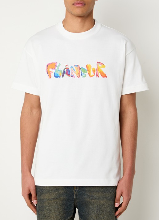 FLÂNEUR Markerstift T-shirt met logoprint - detail 4 wit