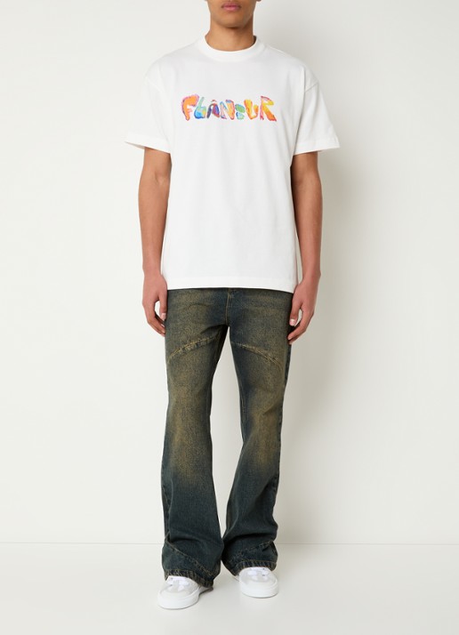 FLÂNEUR Markerstift T-shirt met logoprint - voorkant 3 wit