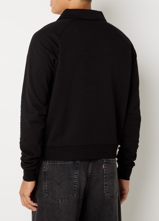 FLÂNEUR Raglan trui met halve rits en logoborduring - achterkant 4 zwart